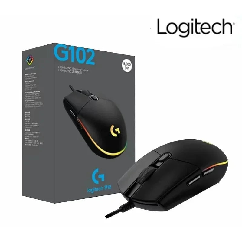 Logitech G102 Mouse Original IC PRODIGY/ LIGHTSYNC G203 Gaming Mouse Optical 8000DPI 16.8M Color LED Customizing 6 Buttons Wired