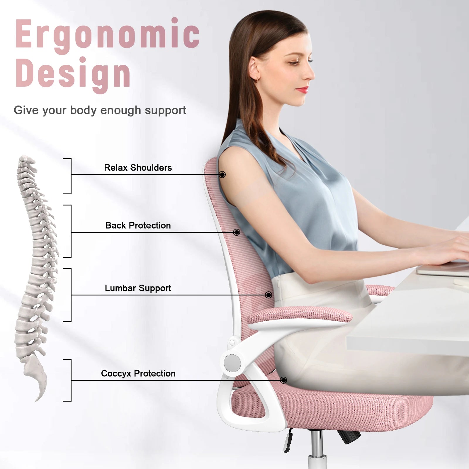 Ergonomic Mesh Office Chair, High Back with Lumbar Support, Adjustable